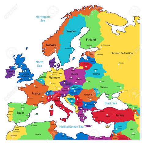 6729351 Mapa multicolor de Europa Nombres las marcas de la ...