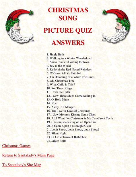 7 Best Images of Printable Christmas Song Trivia ...
