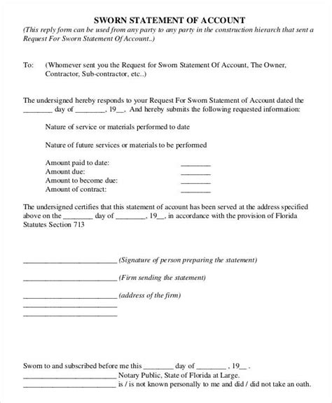 7+ Sworn Statement Form Sample   Free Sample, Example ...