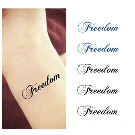 9PCS Freedom Letter Designs Waterproof Temporary Tattoos ...