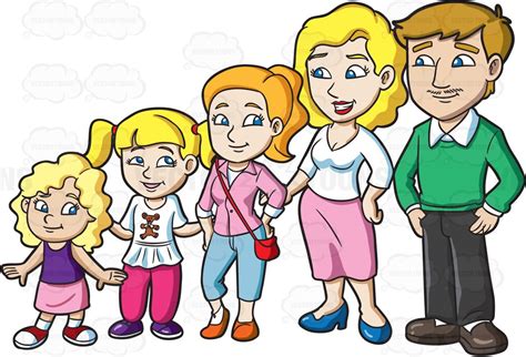 A Couple With Three Pretty Daughters Cartoon Clipart ...