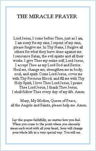 A miracle prayer written by healing priest Fr. Peter ...