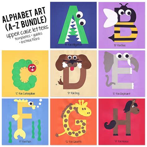 A to Z Alphabet Art Template, Upper Case Letters Bundle ...