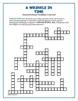 A Wrinkle in Time Synonym/Antonym Crossword—Use with ...