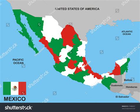 Abstract Color Map Mexico Country Neighbours Stock ...