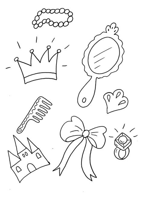 Accesorios de princesa: dibujo para colorear e imprimir