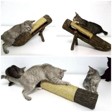Accesorios originales para gatos   hechos con Troncos de ...