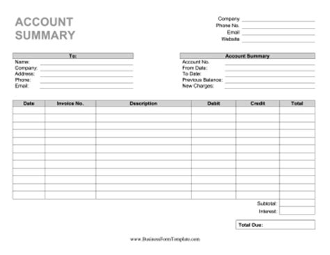 Account Statement Template