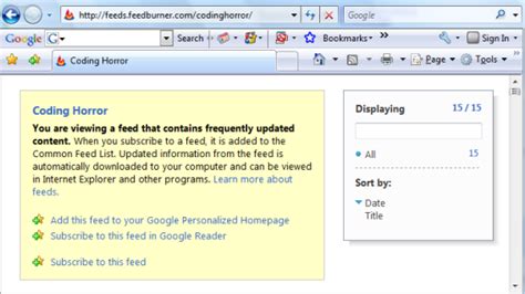 Add Feeds to Google Reader in Internet Explorer 7