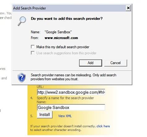 Add Google Sandbox Search Engine To Web Browsers   gHacks ...