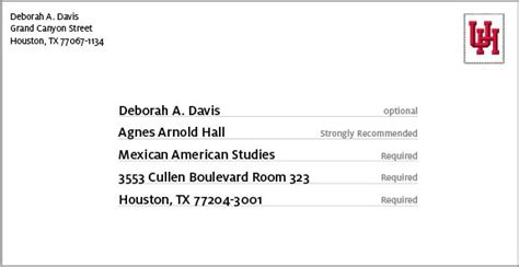Address Formatting University of Houston