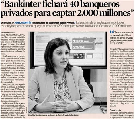 Adela Martín, responsable de Bankinter Banca Privada, en ...