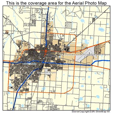 Aerial Photography Map of Amarillo, TX Texas