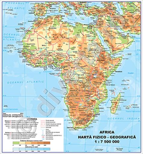 AFRICA, harta de perete fizica geografica si politica ...