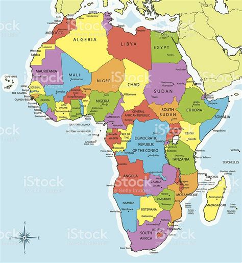 Africa Map Countries And Cities Stock Vector Art & More ...