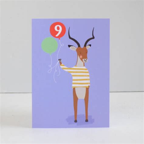 age nine antelope children s birthday card by hannah ...