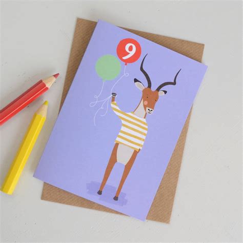 age nine antelope children s birthday card by hannah ...