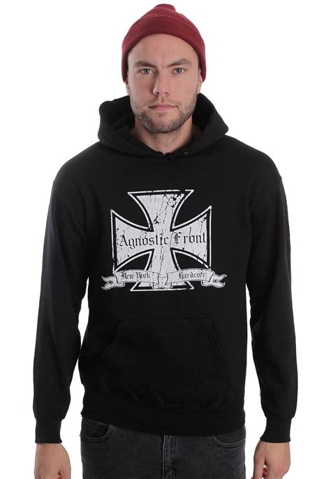Agnostic Front   White Iron Cross   Hoodie   Official ...