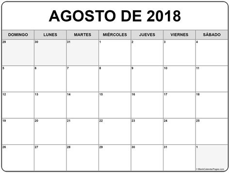 agosto de 2018 calendario gratis | Calendario de