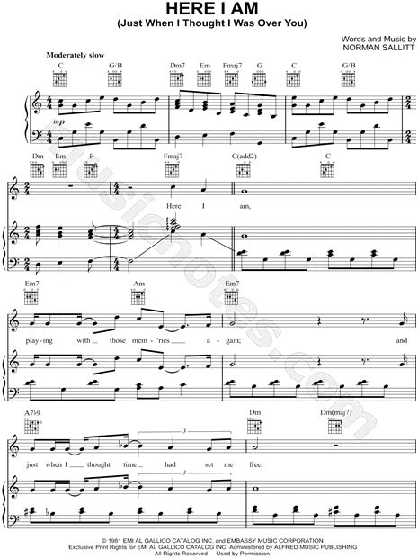 Air Supply  Here I Am  Sheet Music in C Major ...