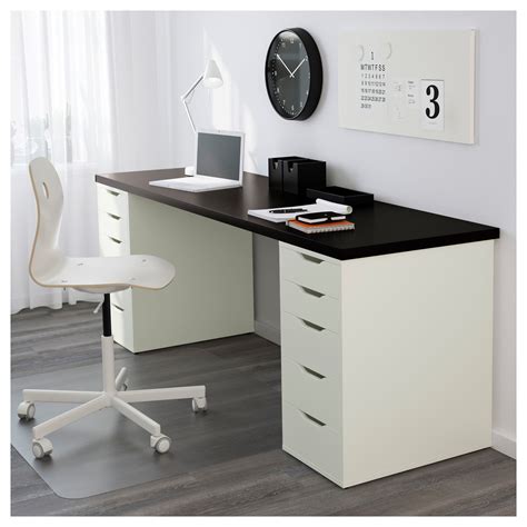 ALEX/LINNMON Table Black brown/white 200x60 cm   IKEA