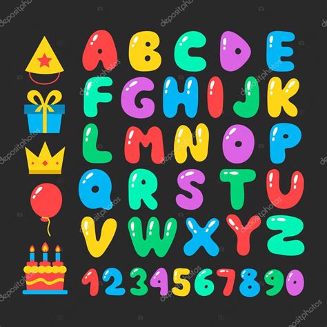 Alfabeto de dibujos animados feliz cumpleaños conjunto ...