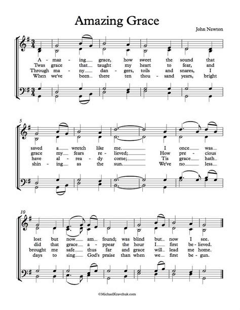 Amazing grace Hymn sheet music