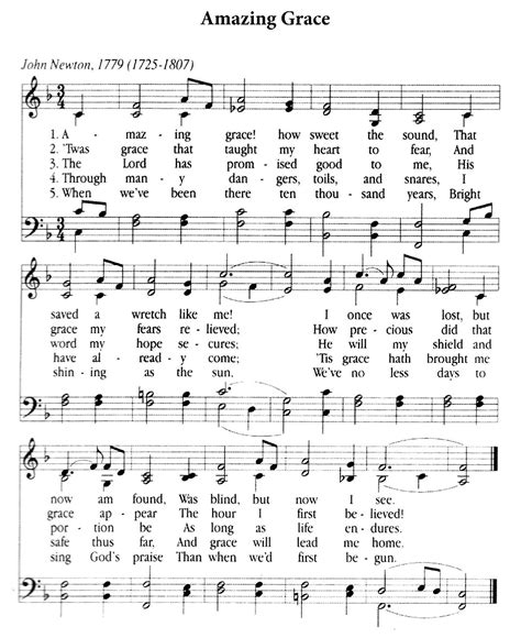 Amazing Grace Hymn Sheet Music Pdf   5 best images of ...
