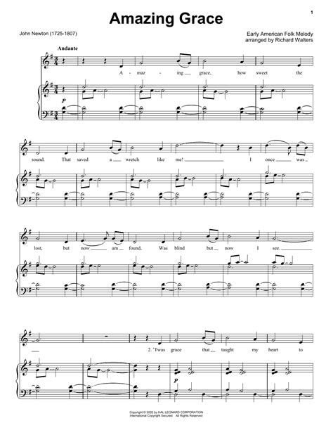 Amazing Grace sheet music by Traditional  Easy Piano – 27126