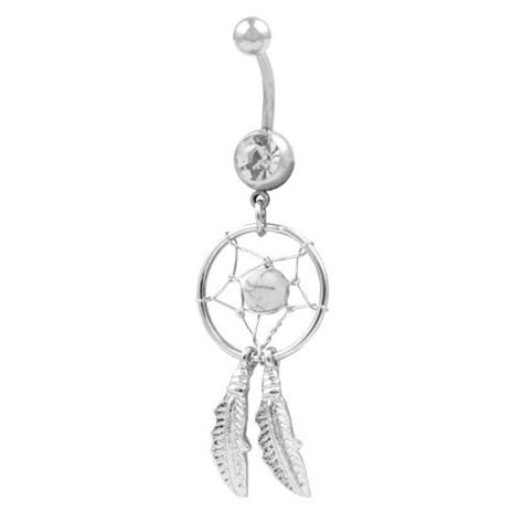 Amazon.com: Clear Dream Catcher Navel Ring Belly Rings ...