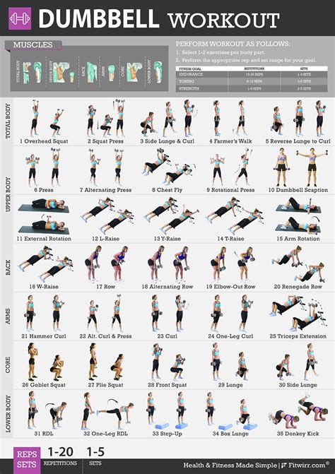 Amazon.com : Fitwirr Women s Poster for Dumbbell Exercises ...