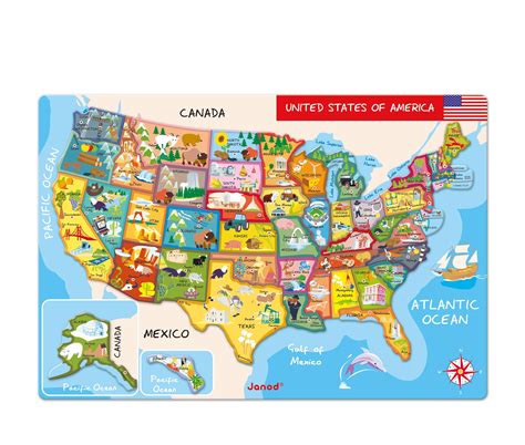 Amazon.com: Janod Magnetic USA Map, 19.7 Inches x 13.4 ...