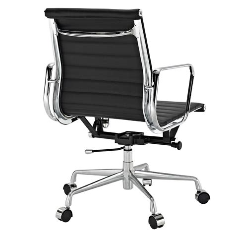 Amazon.com: Ribbed Mid Back Office Chair in Black Genuine ...