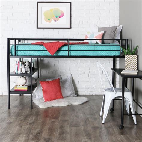 Amazon.com: WE Furniture Twin Low Loft Metal Bed, White ...