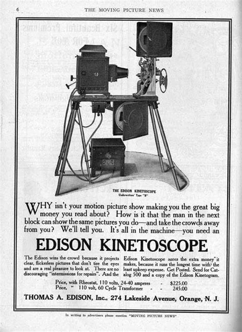 An ad for Thomas Edison s Kinetoscope, the first viewing ...