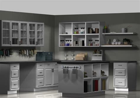 An IKEA craft room with kitchen cabinets