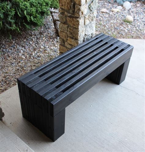Ana White | Modern Slat Top Outdoor Wood Bench   DIY Projects