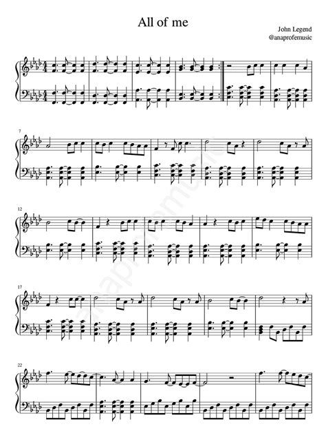 AnaProfeMusic: Partitura Piano All of me, de John Legend ...