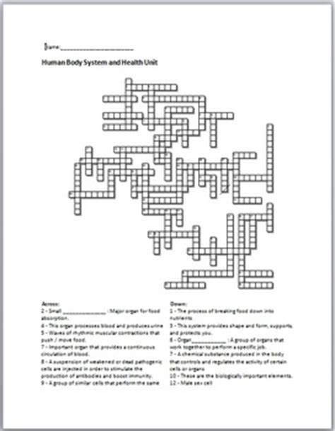 Anatomy Unit Crossword Puzz... by Science from Murf LLC ...