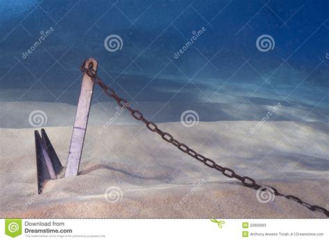Anchor Buried In Sand Underwater Stock Image Image of ...