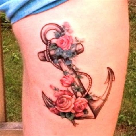 Anchor tattoo with flowers, but I maybe sunflowers instead ...