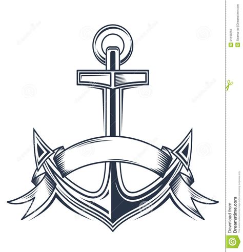 Anchor with ribbons stock vector. Illustration of sailing ...