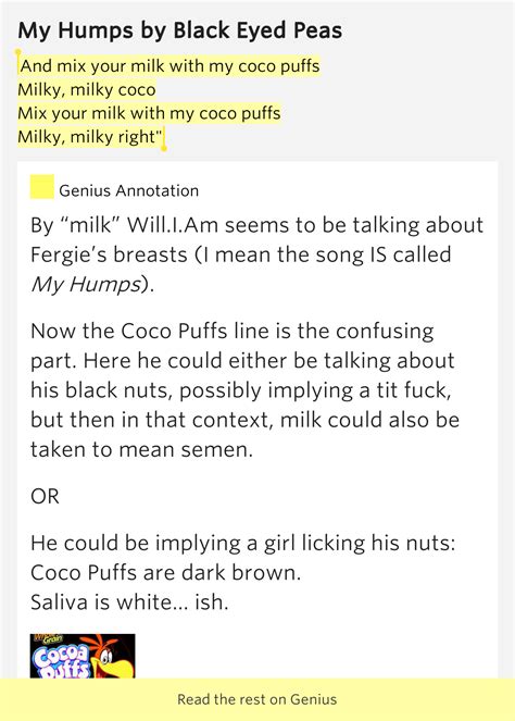 And mix your milk with my coco puffs / Milky, milky.. – My ...