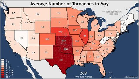 Annual and monthly tornado averages for each state  maps ...