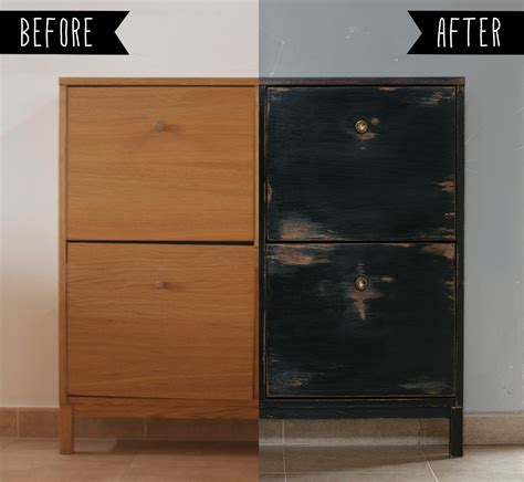 Antes y después de un mueble zapatero de chapa