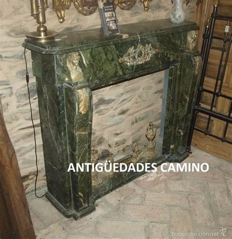 antigua chimenea de marmol verde y bronce   Comprar ...
