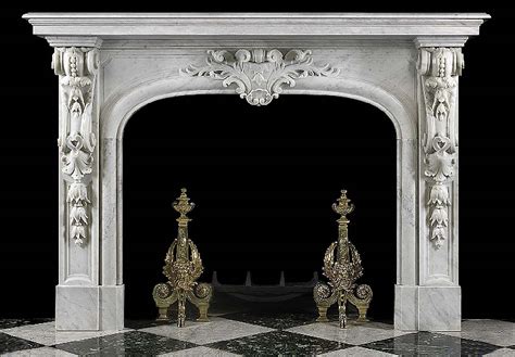Antique Louis XIV French Baroque marble fireplace