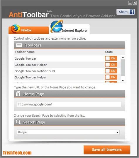 AntiToolbar : Easily Remove Unwanted Toolbars from Browsers