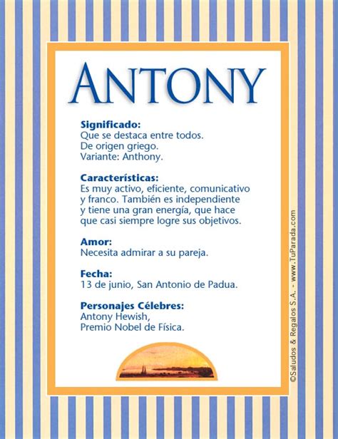 Antony, significado del nombre Antony, nombres y significados