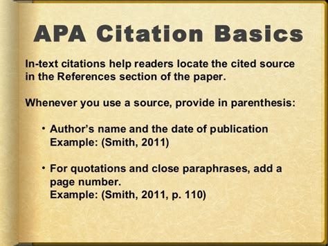 Apa in text citation when to use page numbers